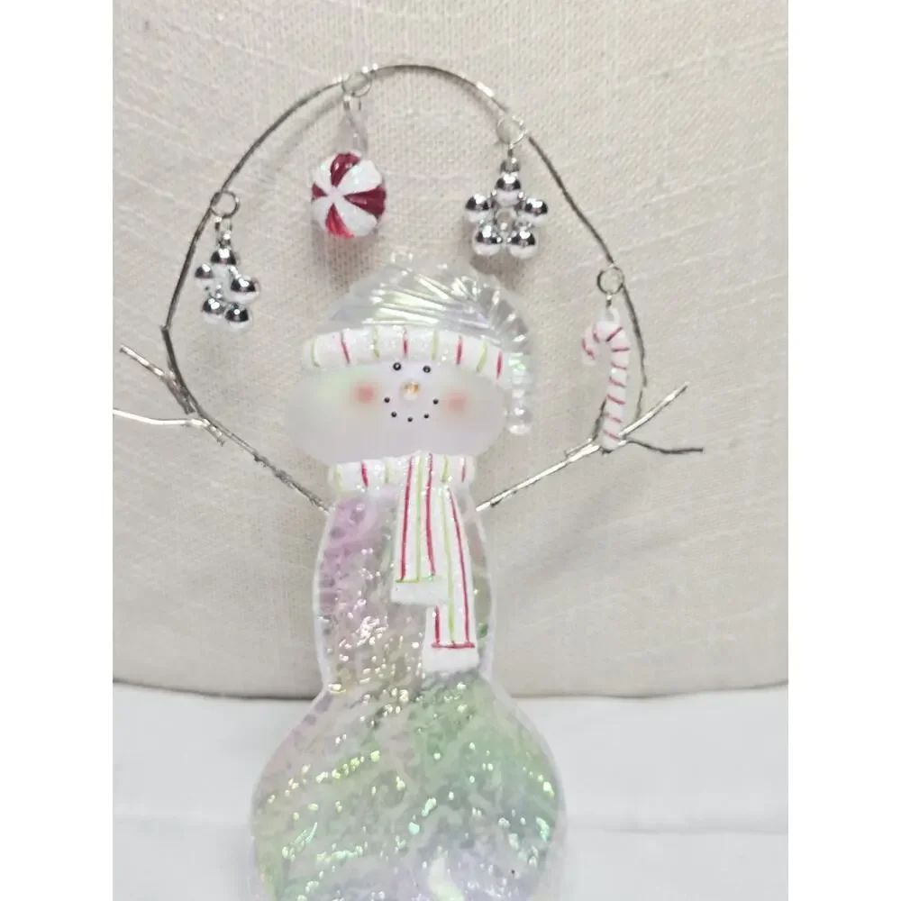 Vintage Dept 56 Snowman Ornament Christmas Decor Holiday Garland Iridescent
